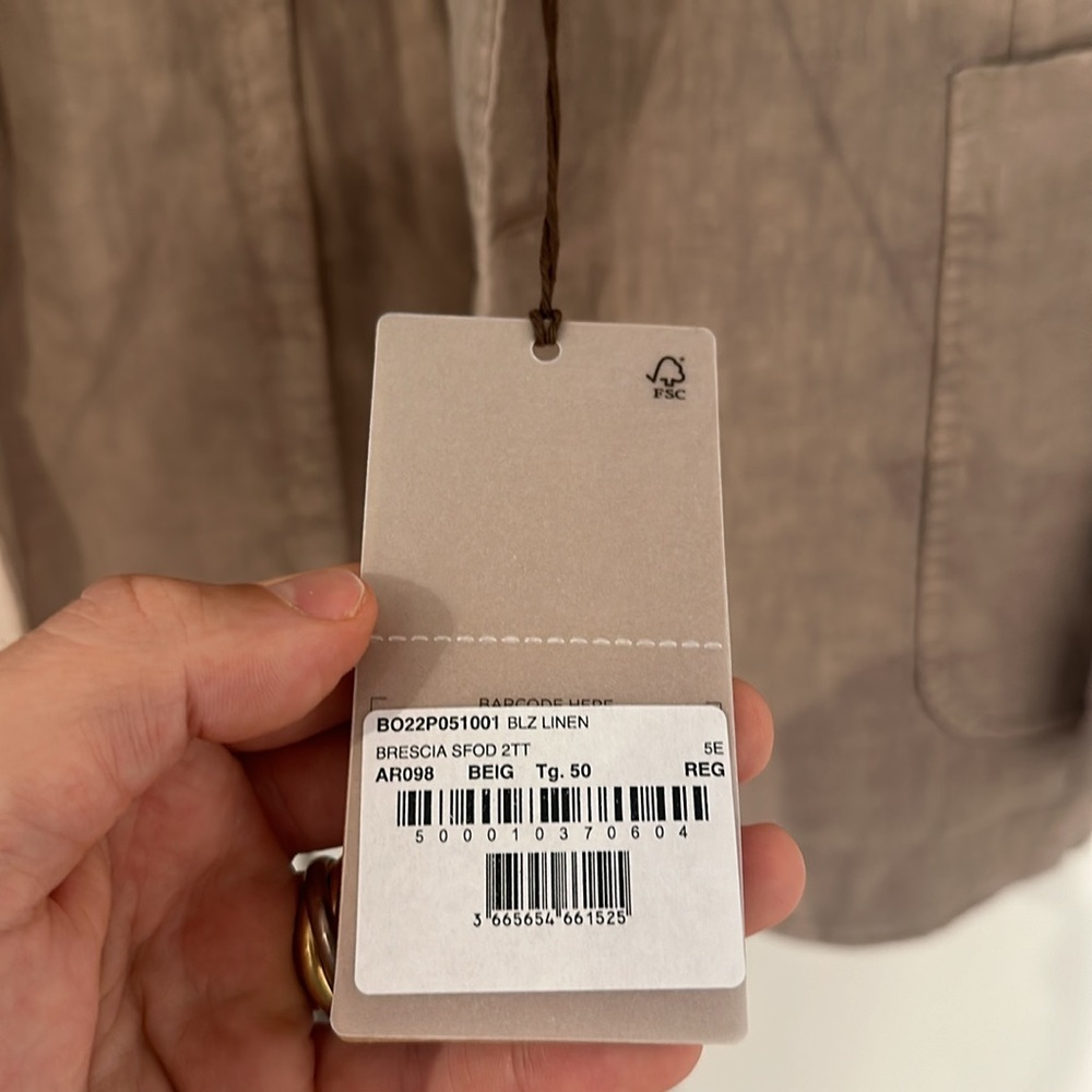 NWT Boggi Milano Linen Khaki Unlined Sportcoat. Perfect for summer! - Picture 4 of 8